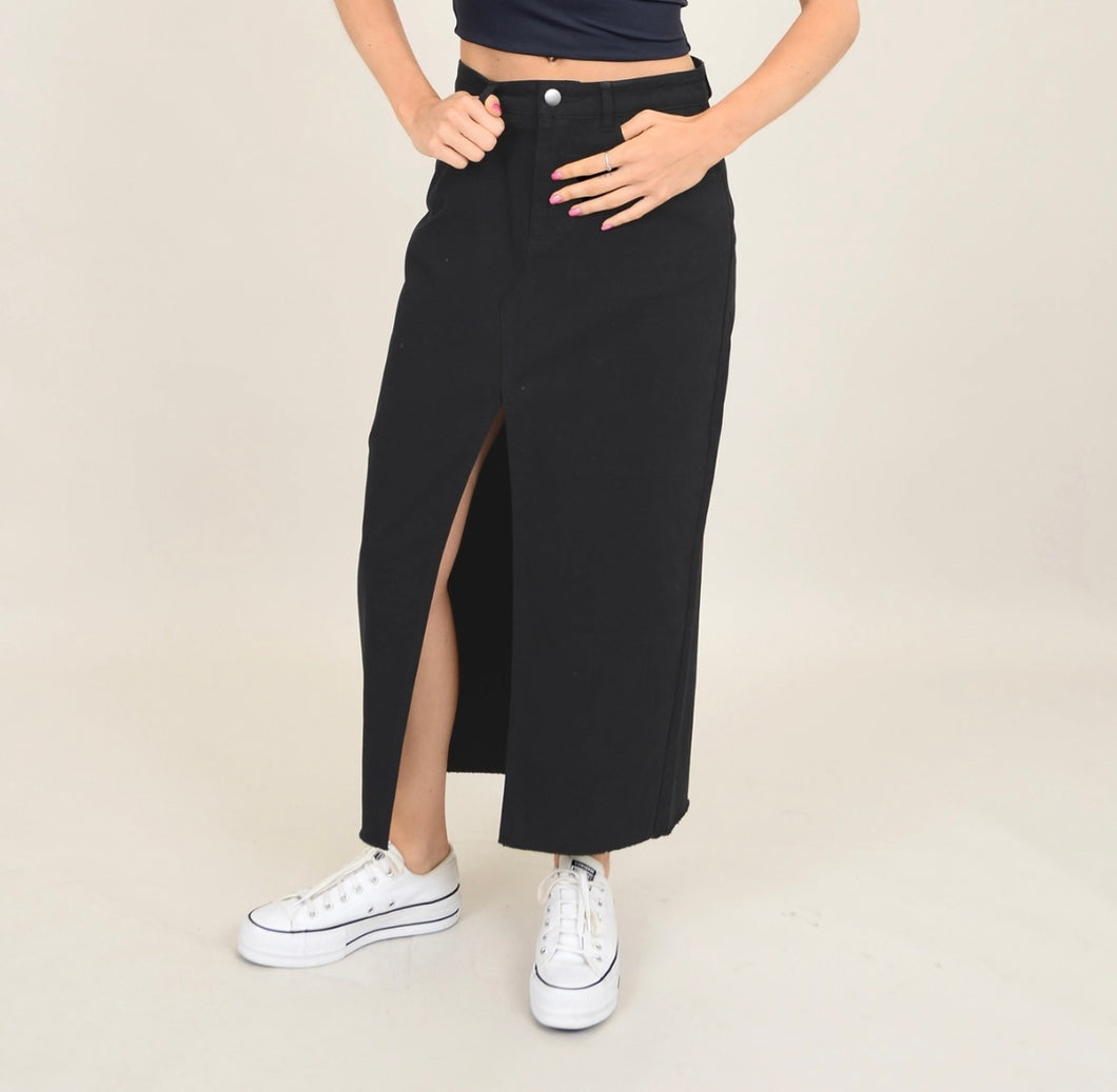 Seraphina Stretch Twill Skirt with front slit